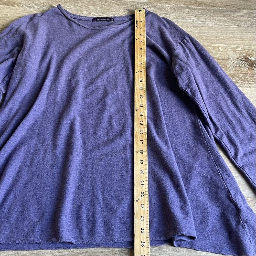 Cut Loose Purple Slub Knit Swing Blouse Large Long Sleeve Shirt - Picture 2 of 7